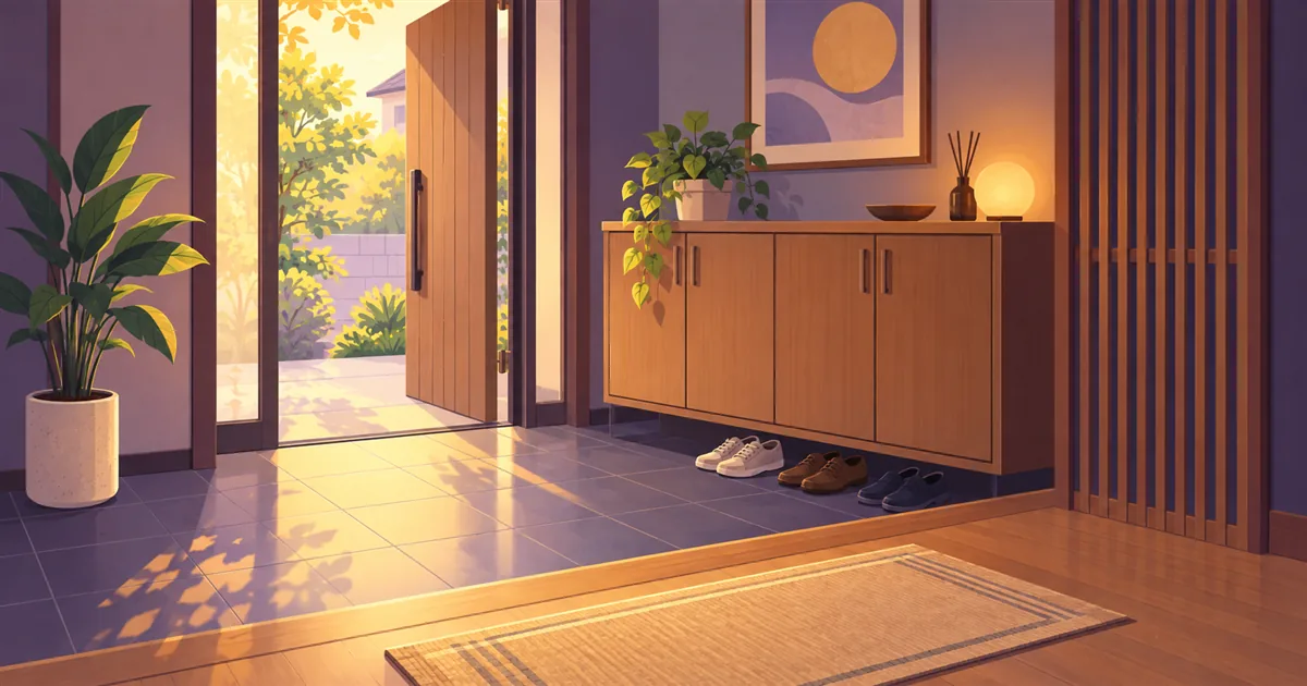 整った明るい玄関のイラスト