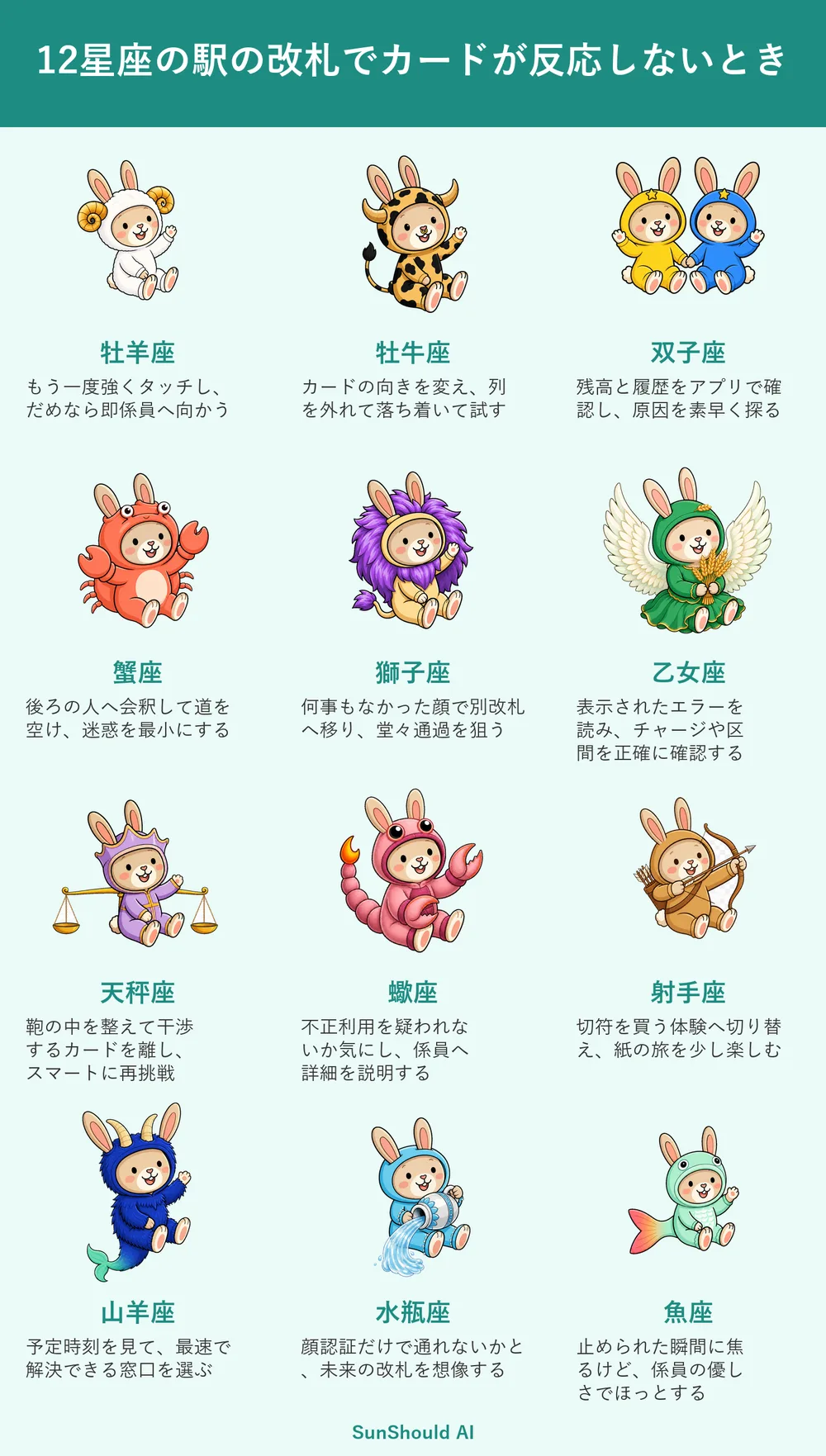 改札カード不反応の12星座あるある｜牡羊座は再タッチ、射手座は切符