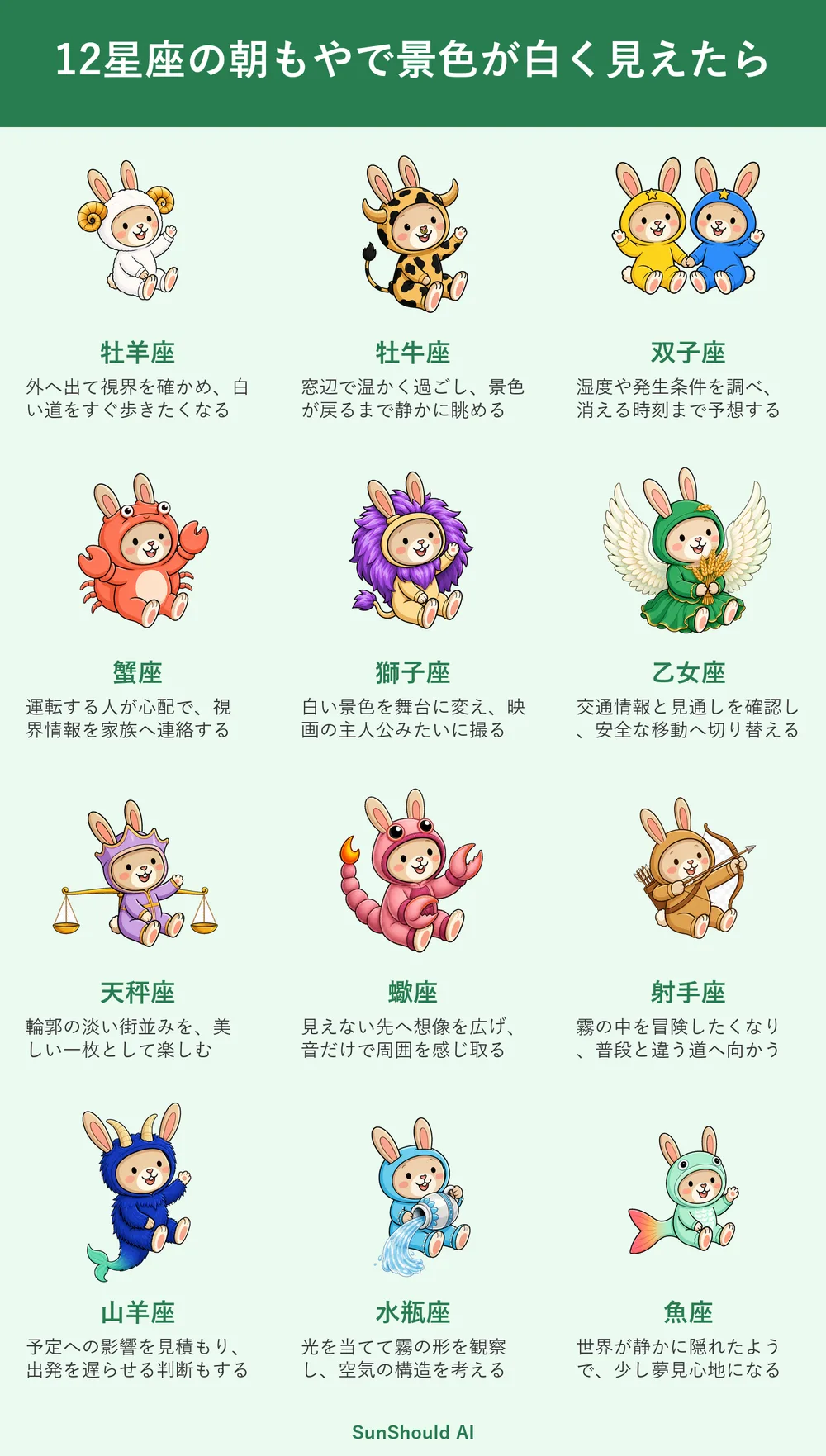 朝もやで景色が白い12星座あるある｜牡羊座は外へ、魚座は夢心地
