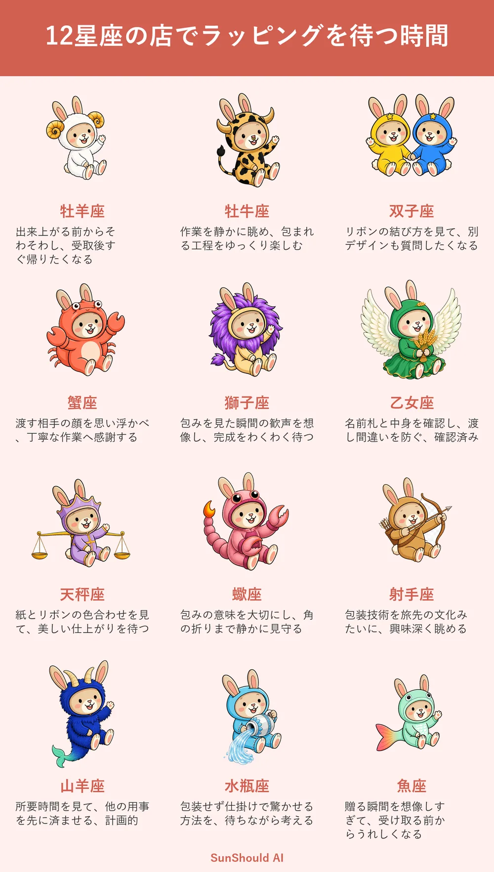 ラッピングを待つ12星座あるある｜牡羊座はそわそわ、蠍座は折り目を見る