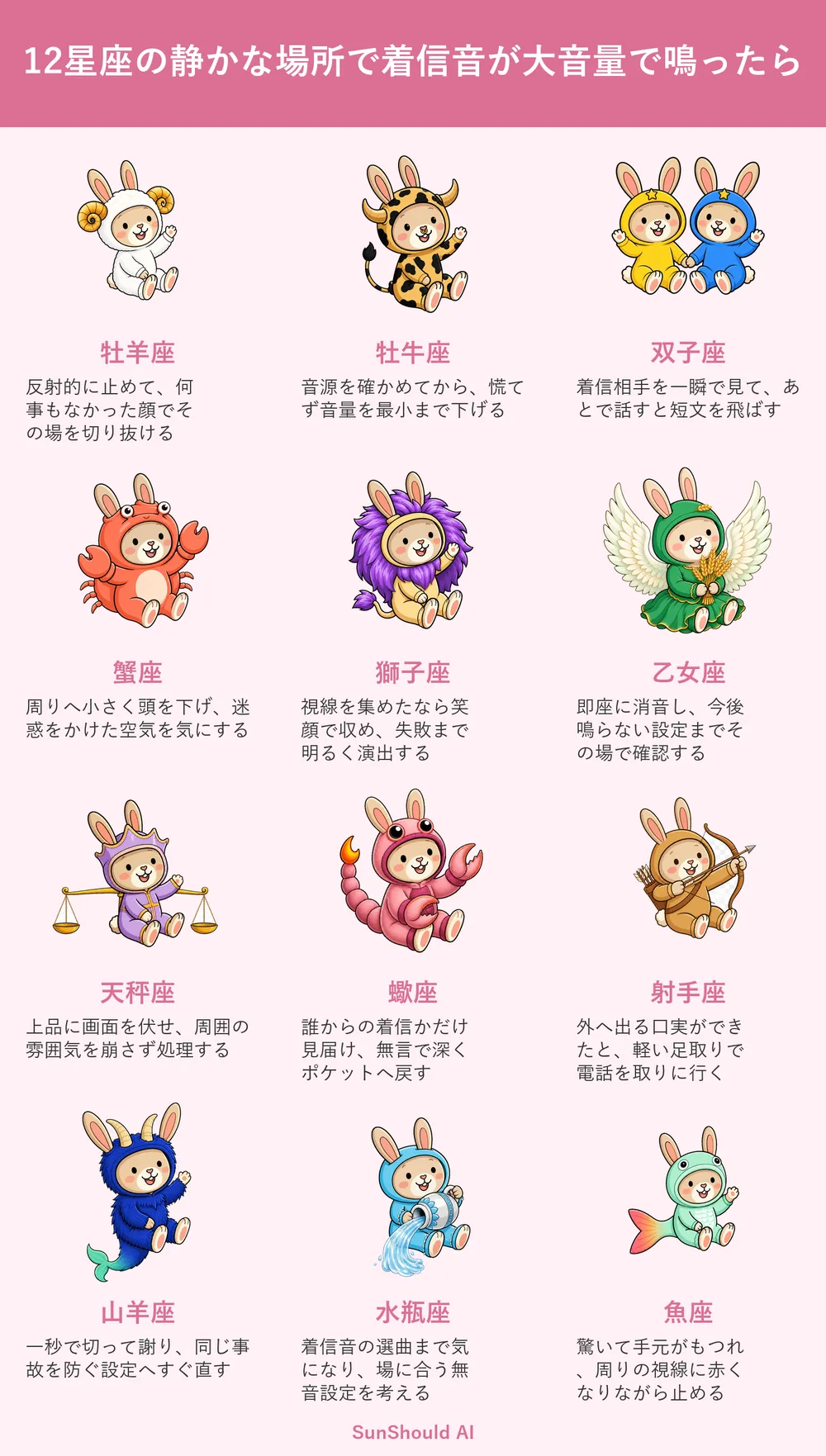 静かな場所で着信音が鳴る12星座あるある｜牡羊座は即停止、魚座は赤面