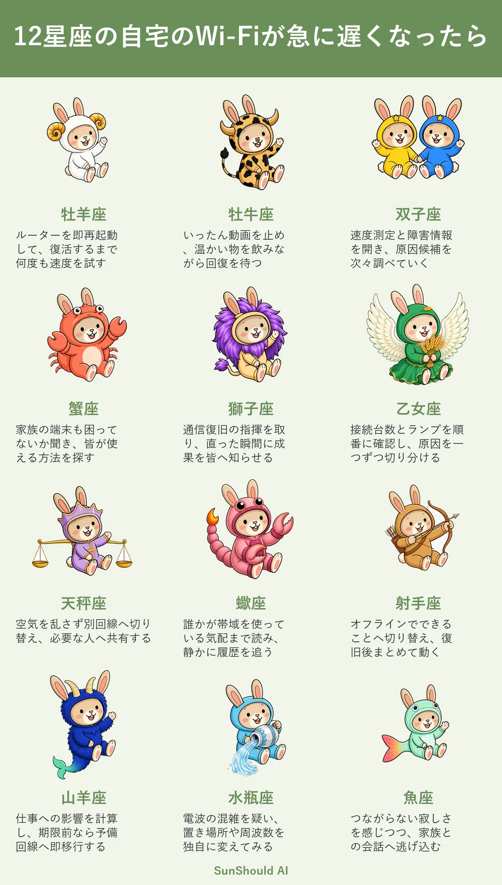 自宅Wi-Fiが遅い12星座あるある｜牡羊座は再起動、水瓶座は周波数変更