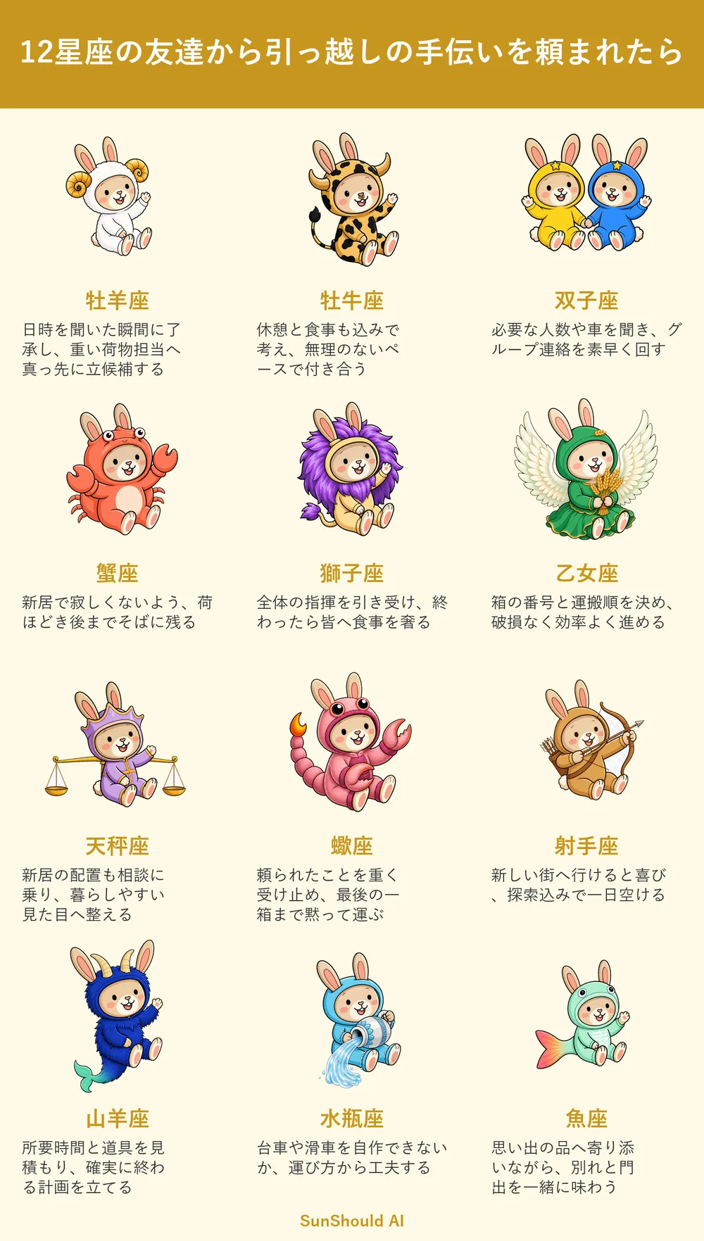 友達の引っ越しを手伝う12星座あるある｜牡羊座は即了承、蠍座は最後まで