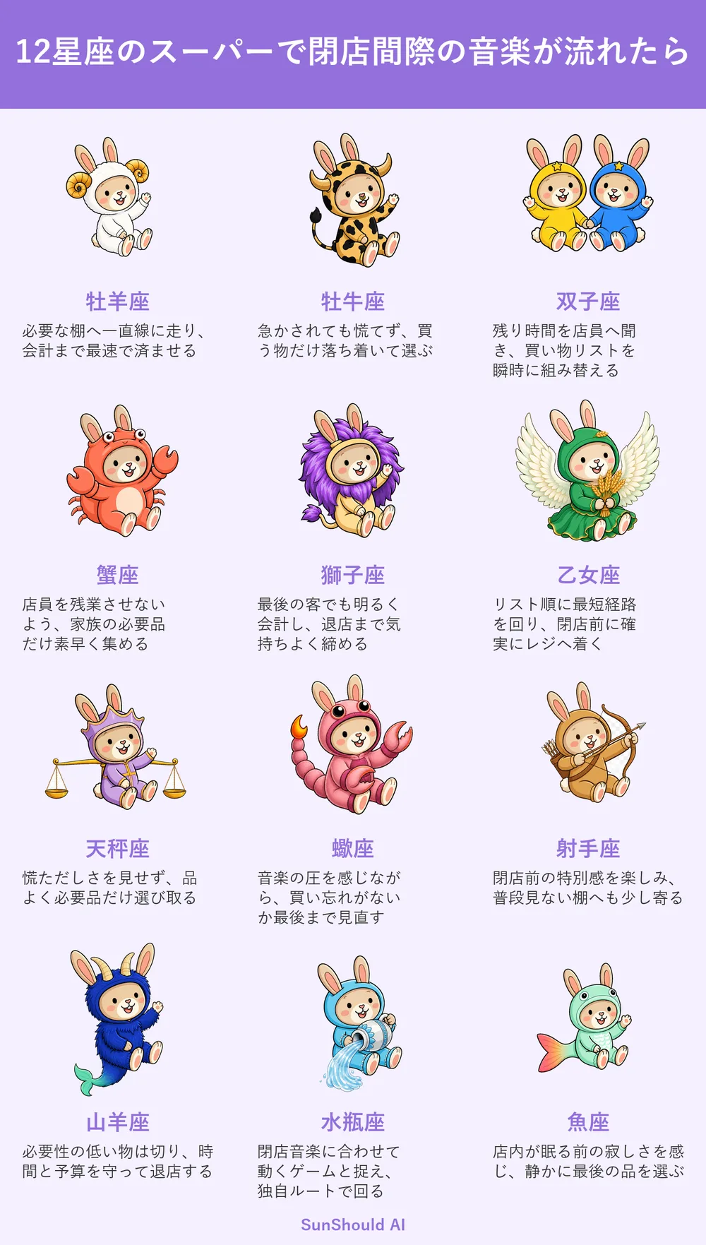 閉店間際のスーパーの12星座あるある｜牡羊座は最速、射手座は寄り道も満喫