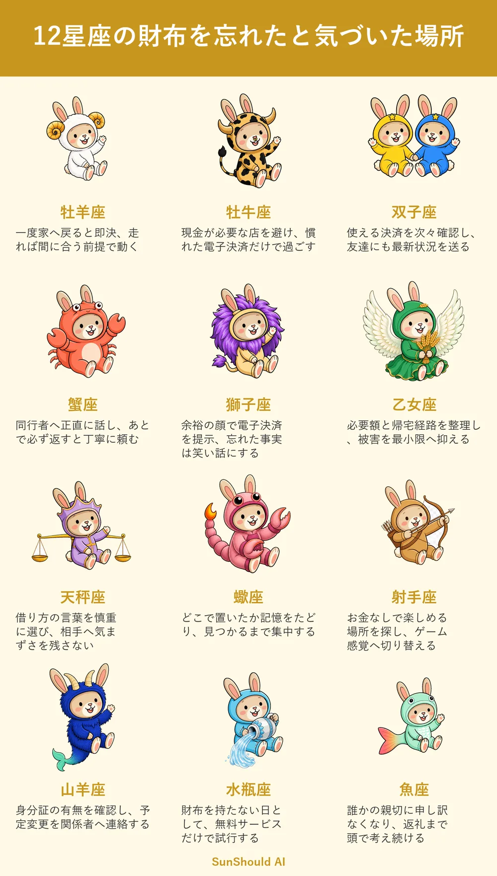 財布を忘れたときの12星座あるある｜牡羊座は即帰宅、水瓶座は無料で挑戦