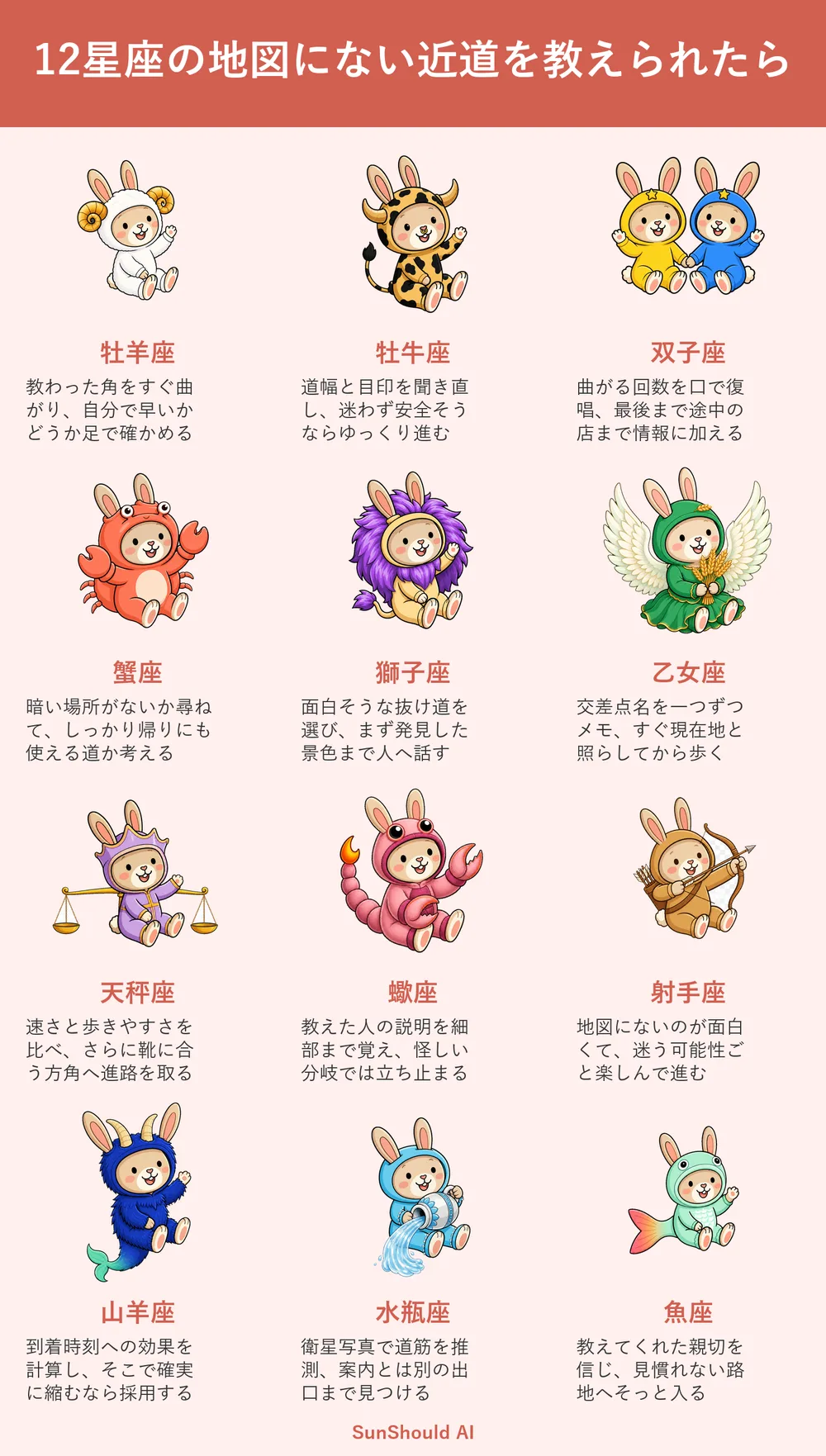 地図にない近道の12星座あるある｜牡羊座は足で検証、蠍座は分岐を警戒