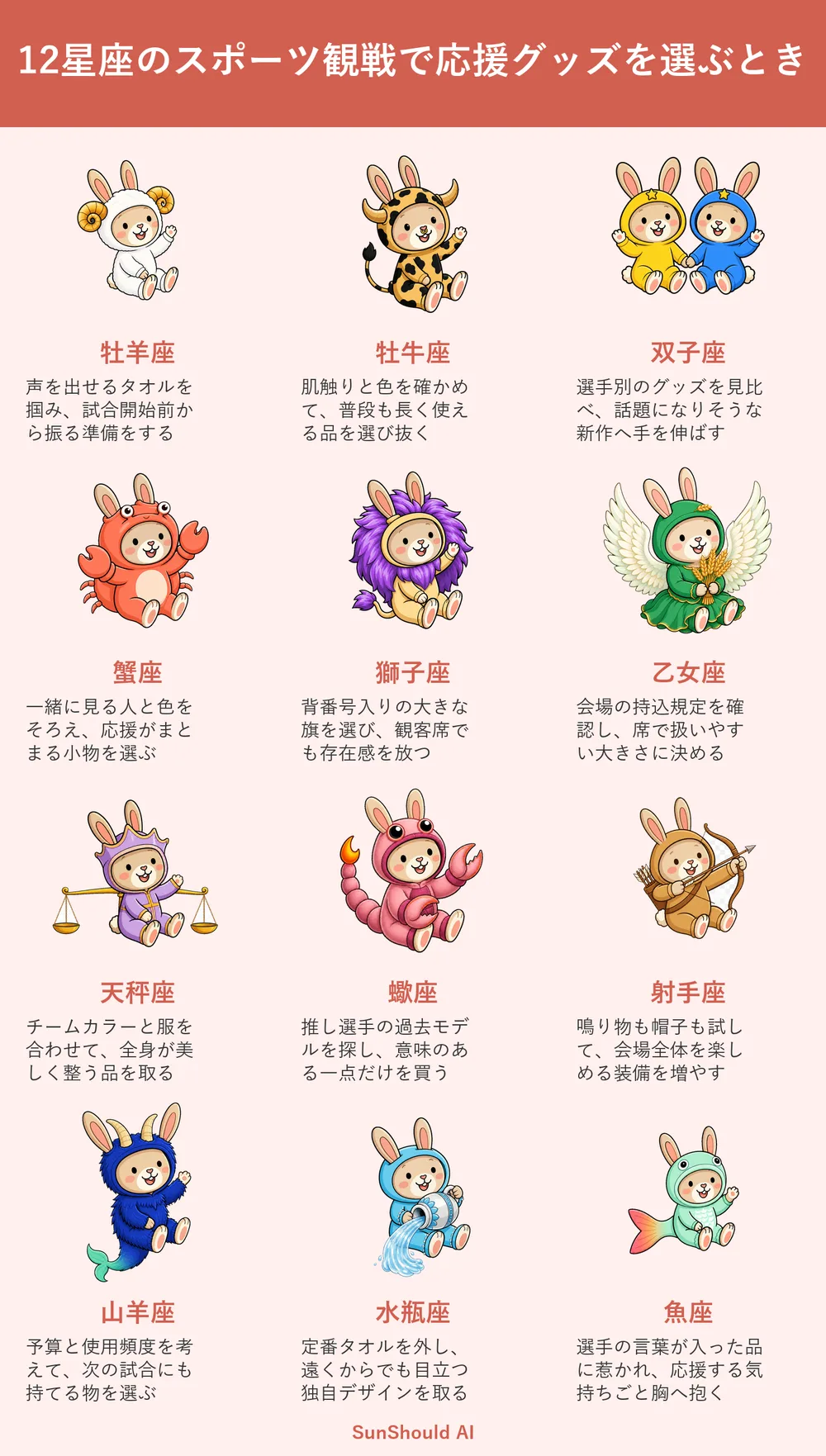 スポーツ観戦で応援グッズを選ぶときの12星座あるある｜牡羊座は即購入