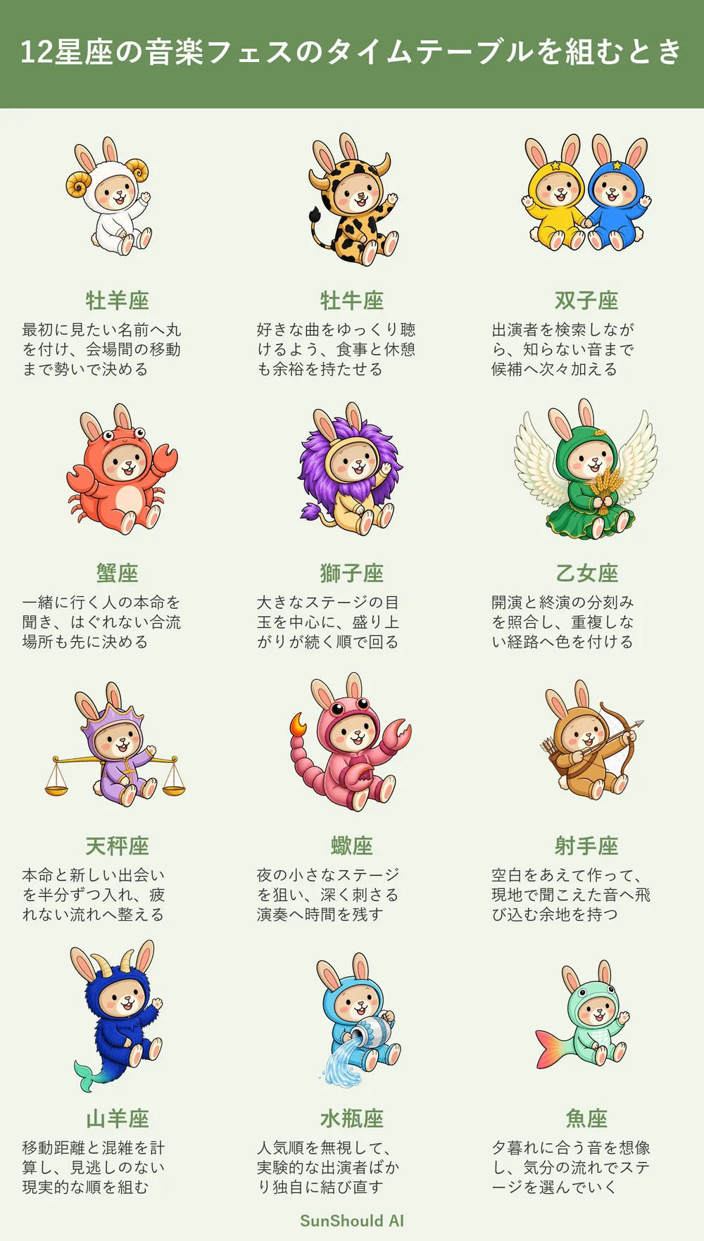 音楽フェスのタイムテーブルを組むときの12星座あるある｜牡羊座は即決