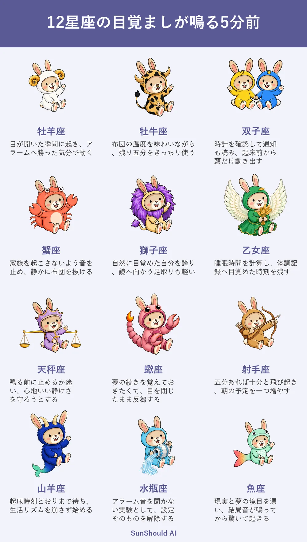 目覚ましが鳴る5分前の12星座あるある｜牡羊座は即起床、蠍座は夢を反芻