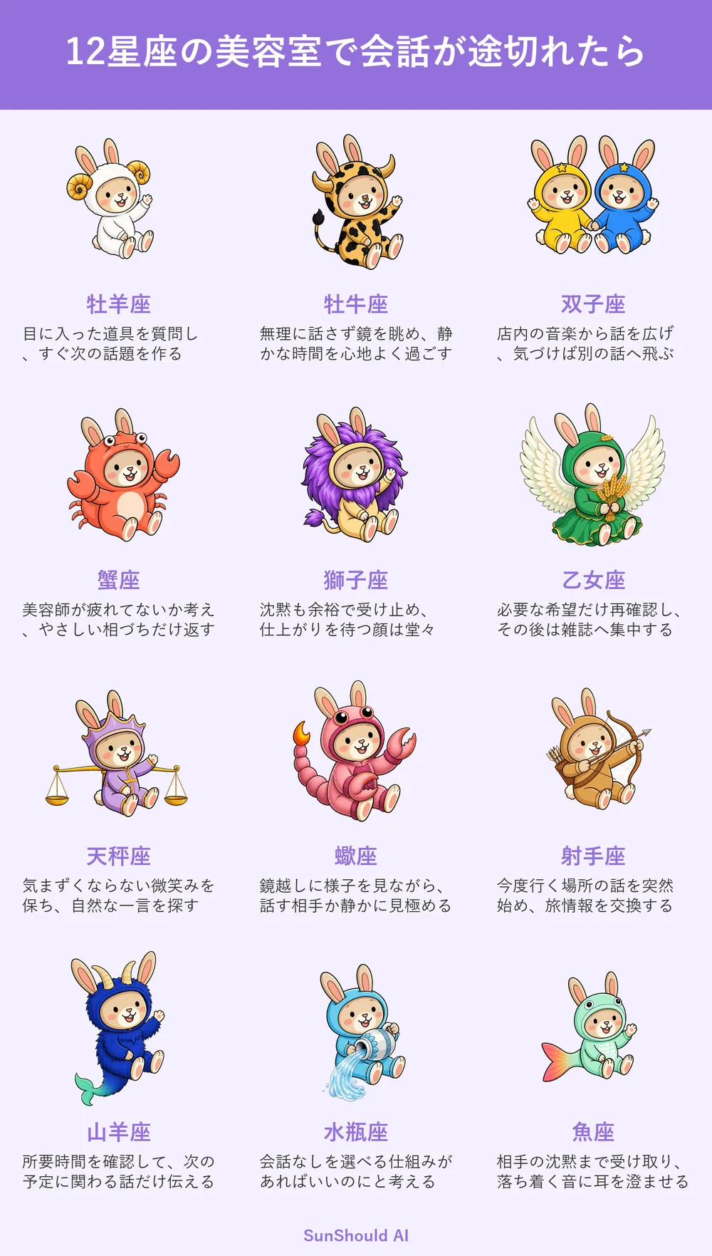美容室で沈黙した12星座あるある｜牡羊座は話題作り、牡牛座は静寂を満喫