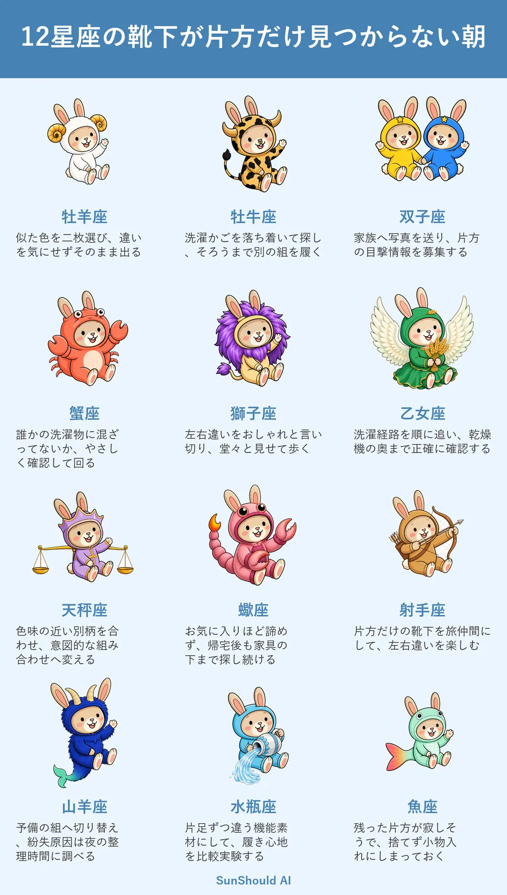 片方の靴下がない12星座あるある｜獅子座は左右違い、水瓶座は比較実験