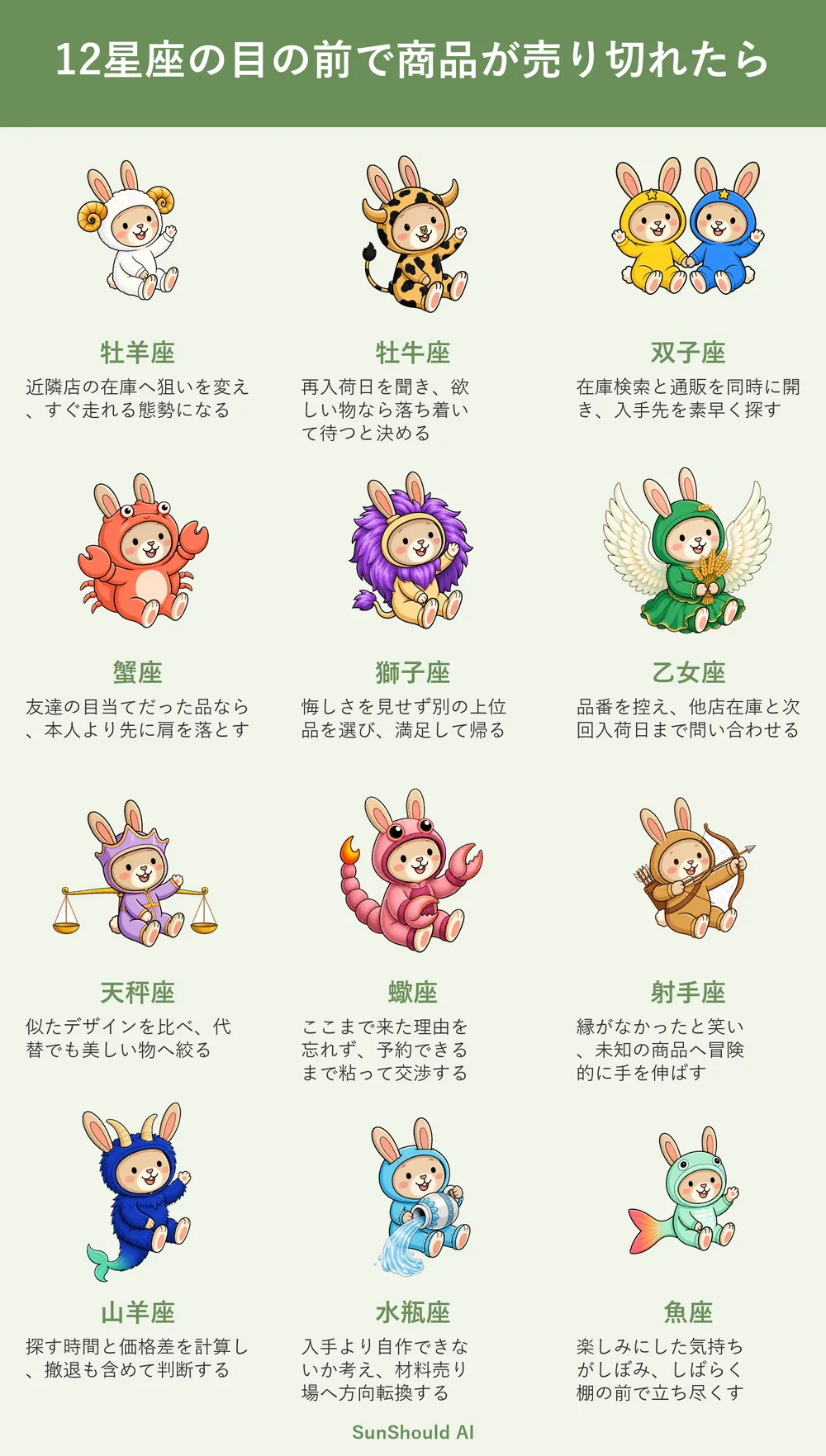 目の前で売り切れた12星座あるある｜牡羊座は他店へ、水瓶座は自作へ