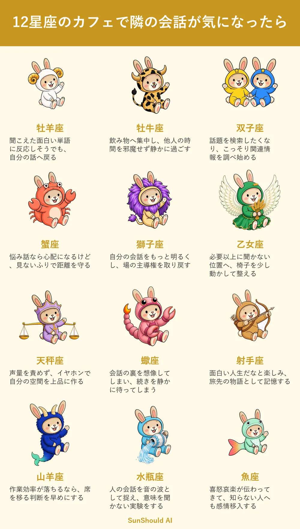 隣の会話が気になる12星座あるある｜双子座は検索、蠍座は続きを待つ