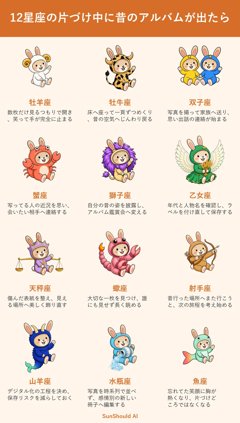 昔のアルバム発見の12星座あるある｜双子座は共有、蠍座は一人で回想